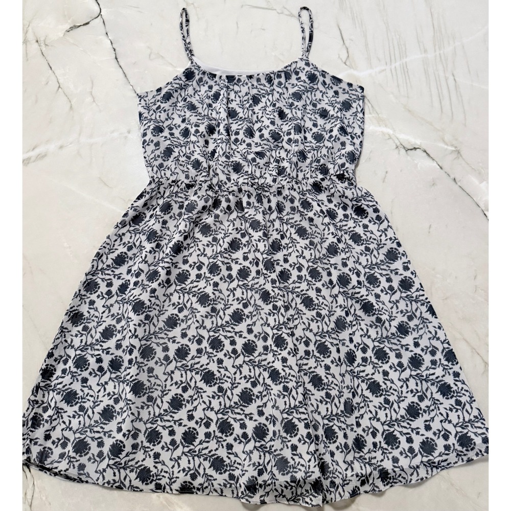 Ann Taylor LOFT Petites Floral Spaghetti Strap Dress Navy White MP MPetite - Picture 3 of 10